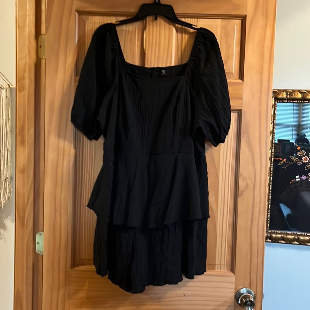 Black skort romper. Very flattering!